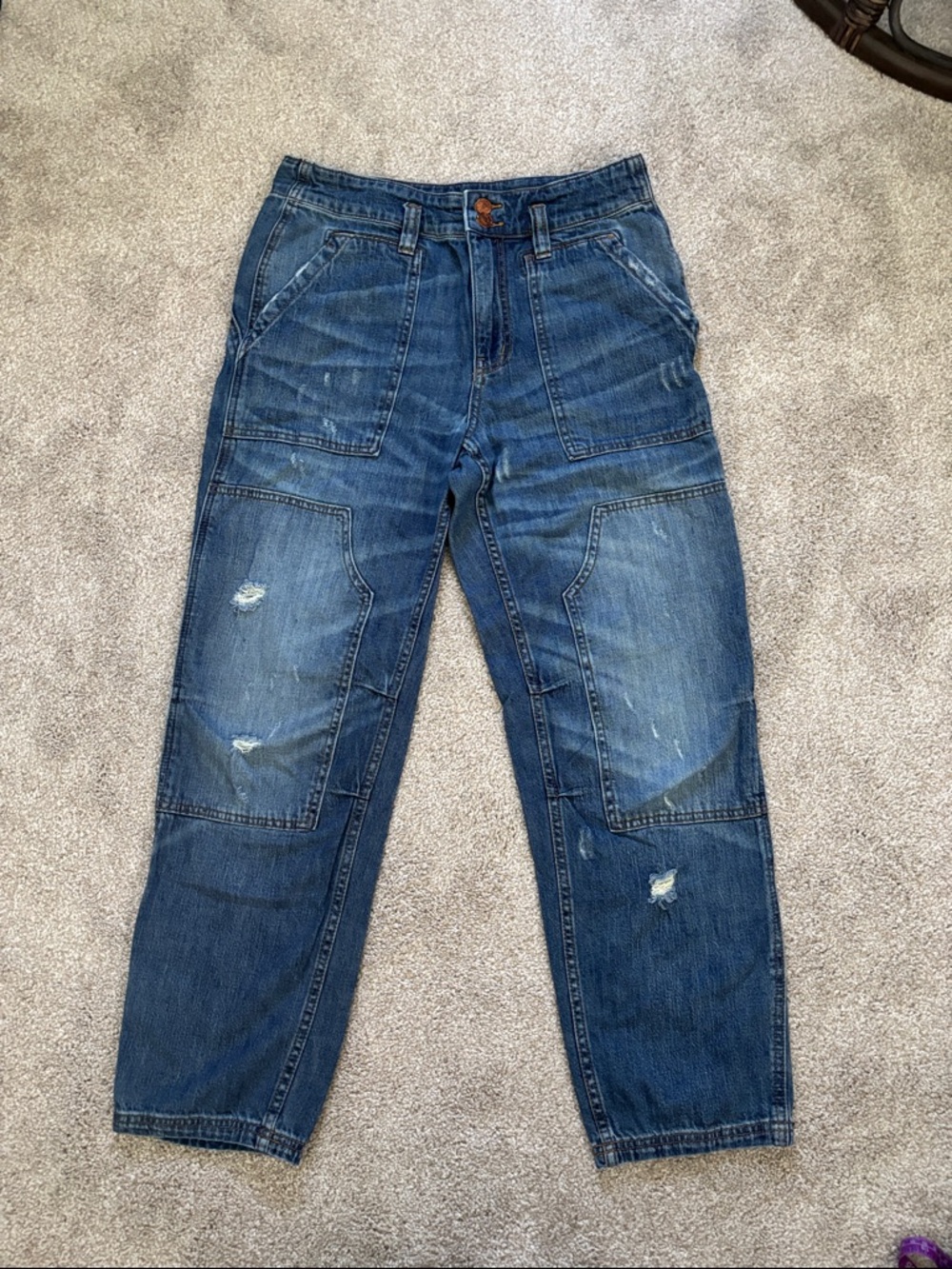 Pilcro Women's Blue Boyfriend Patchwork Jeans
